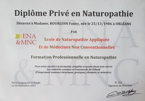 Diplôme de Naturopathe Fanny Bourgoin