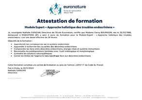 Attestation formation ENDOCRINOLOGIE ET NATUROPATHIE Fanny Bourgoin